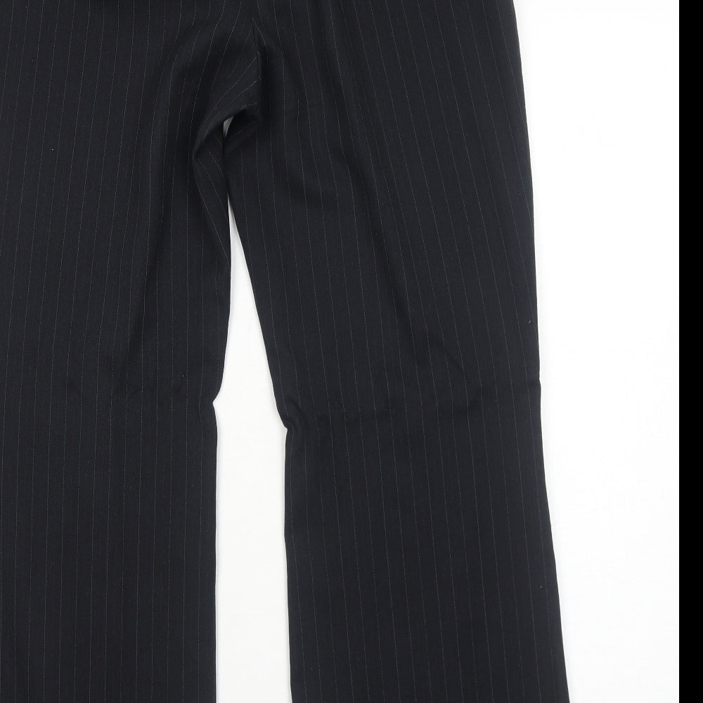 Debenhams Womens Black Striped Polyester Dress Pants Trousers Size 12 Regular Zip