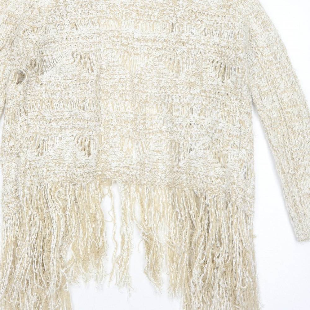 South Womens Beige V-Neck Acrylic Cardigan Jumper Size 14