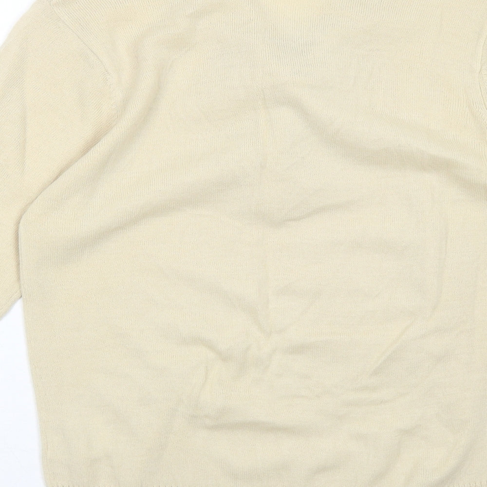 EWM Womens Beige V-Neck Acrylic Pullover Jumper Size S