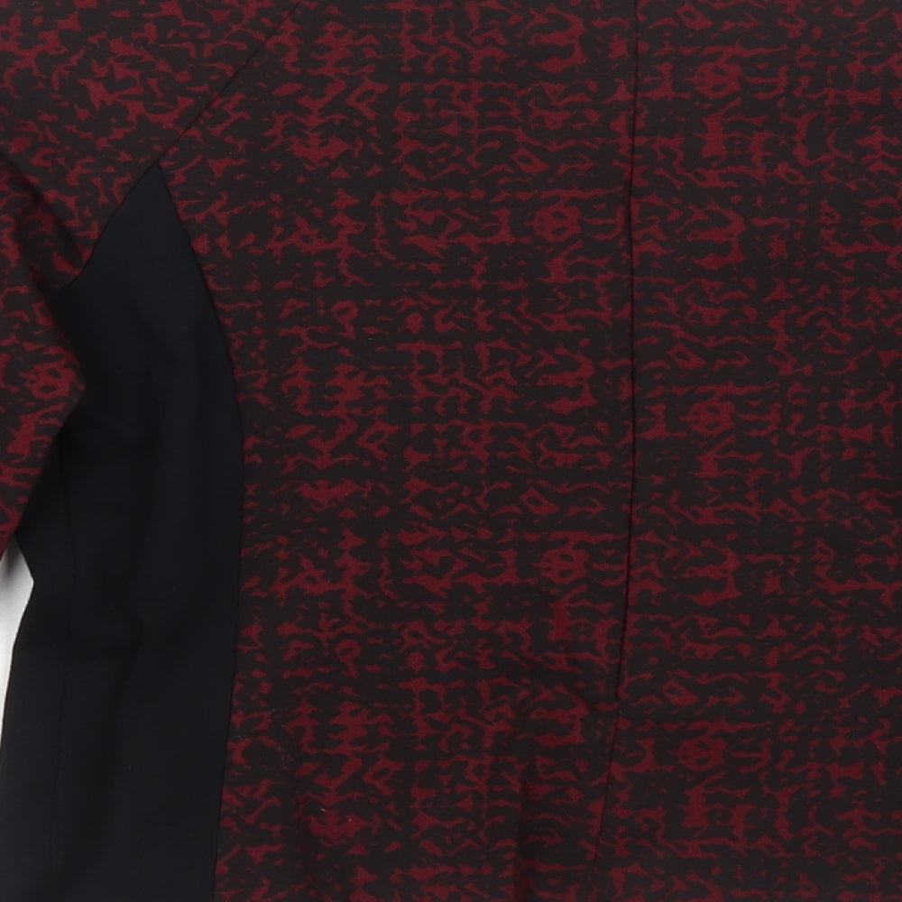 Marks & Spencer Womens Red Geometric Polyester Basic Blouse Size 10 Round Neck