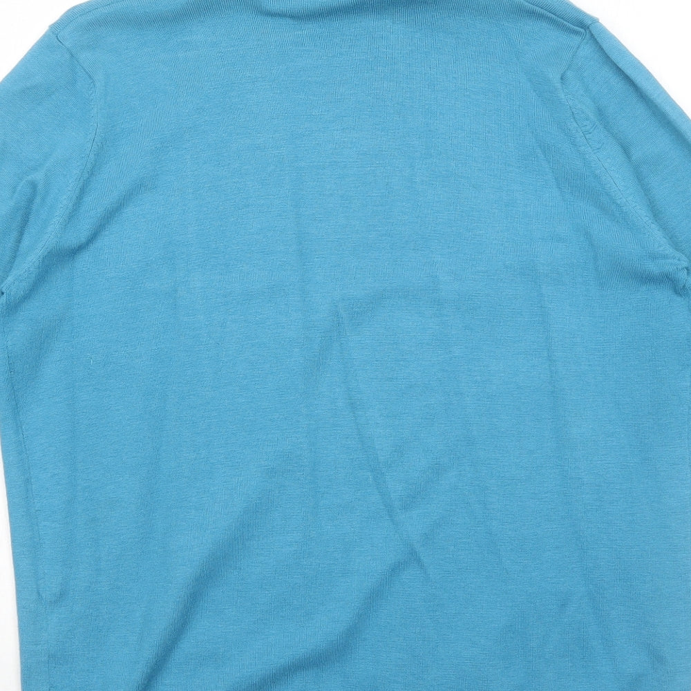 EWM Womens Blue V-Neck Viscose Cardigan Jumper Size M