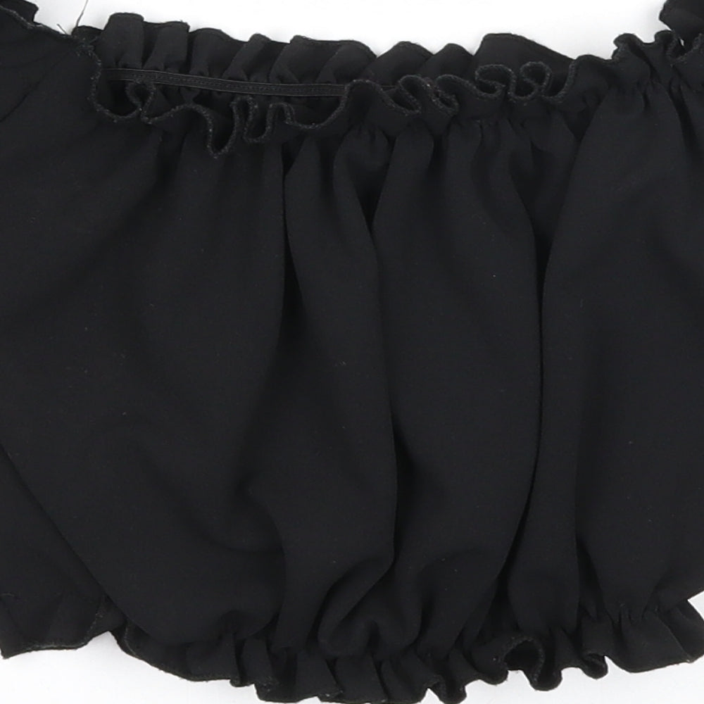 New Look Womens Black Polyester Cropped Tank Size 6 Square Neck