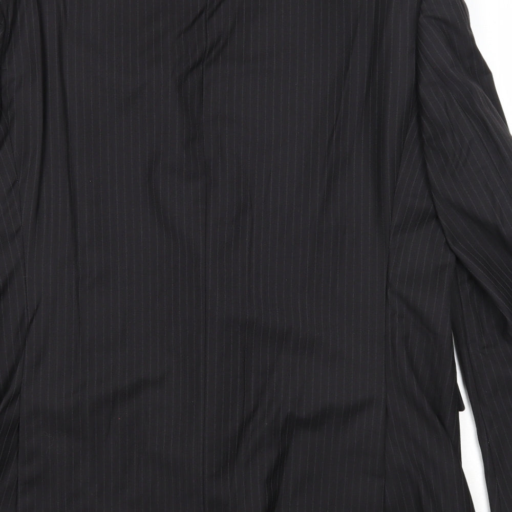 Marks & Spencer Mens Black Striped Wool Jacket Suit Jacket Size 44 Regular