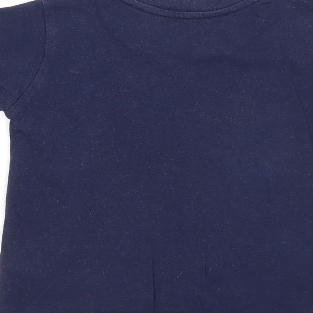 Primark Boys Blue Cotton Basic T-Shirt Size 12-18 Months Round Neck Pullover - Dinosaur