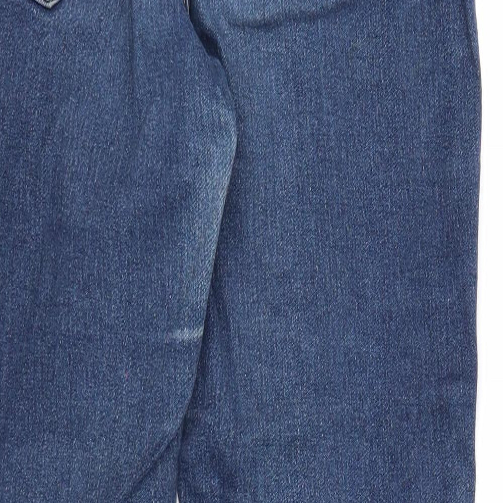 Preworn Womens Blue Cotton Straight Jeans Size 32 in Regular Zip