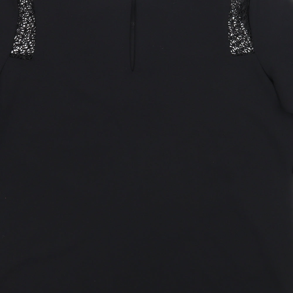 NEXT Womens Black Polyester Basic Blouse Size 8 Boat Neck - Crocheted Lace Detail