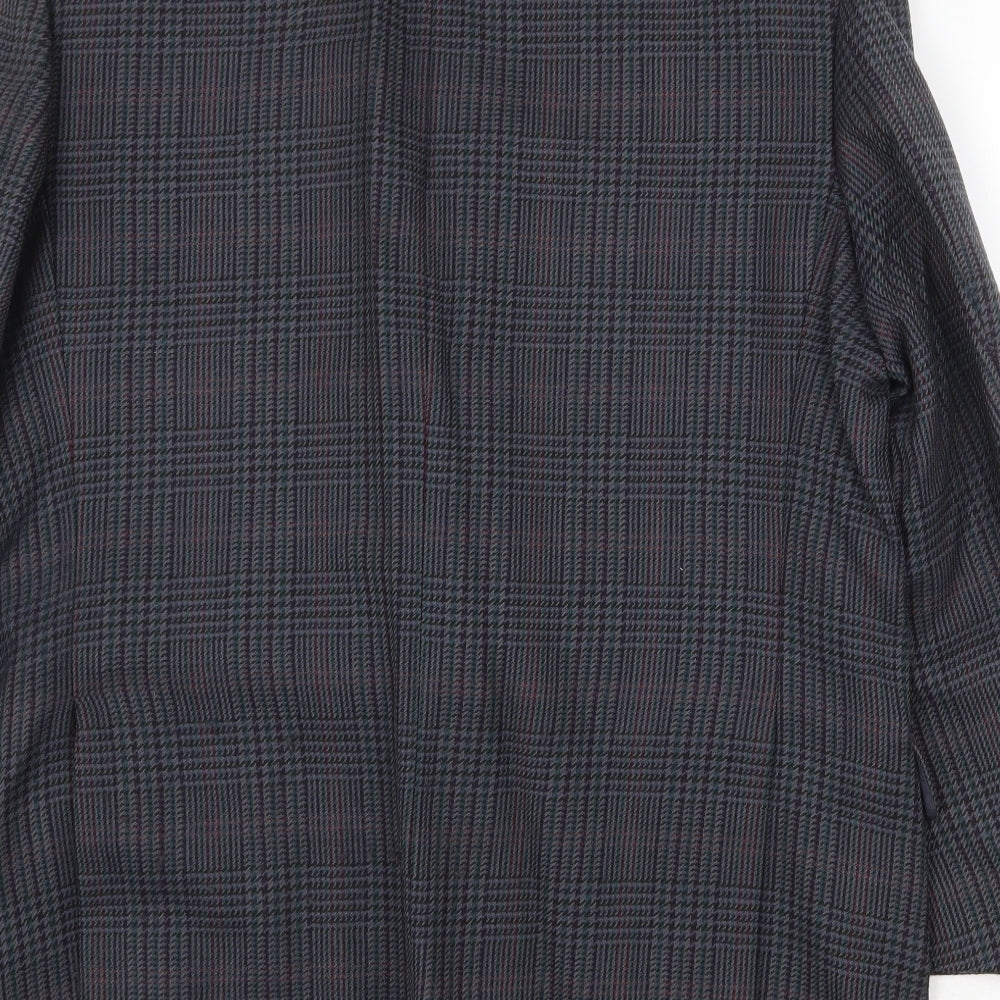 Debenham & Freebody Mens Blue Plaid Wool Jacket Suit Jacket Size 40 Regular