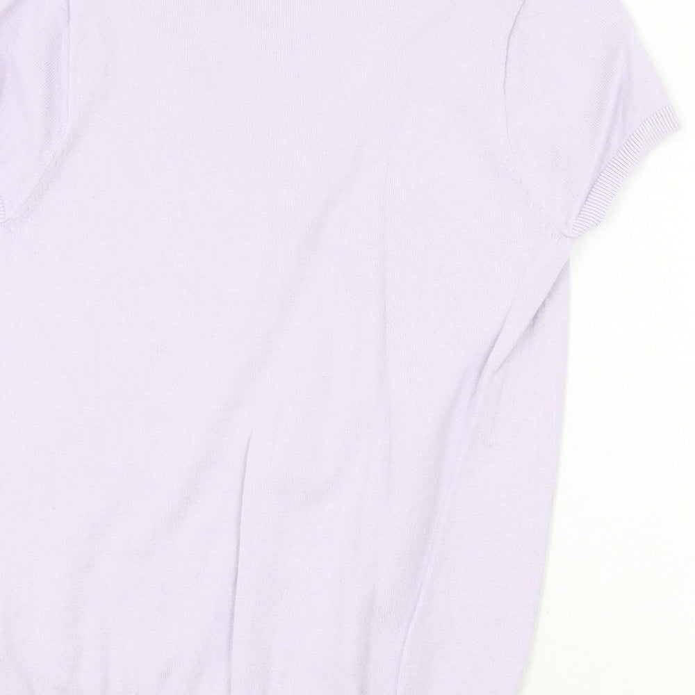 Preworn Womens Purple V-Neck Cotton Pullover Jumper Size L