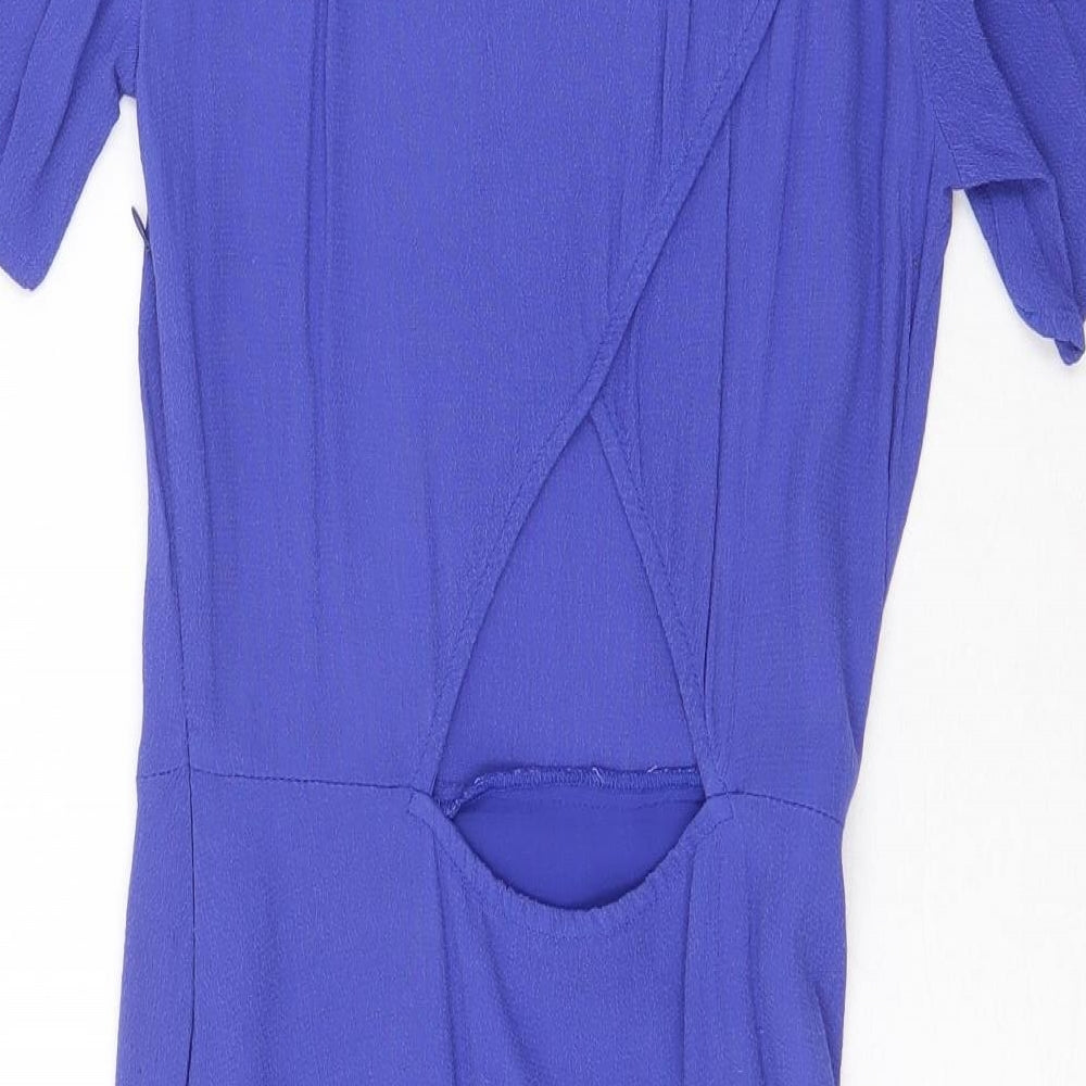 MNG Womens Purple Polyester Trapeze & Swing Size S Round Neck Zip