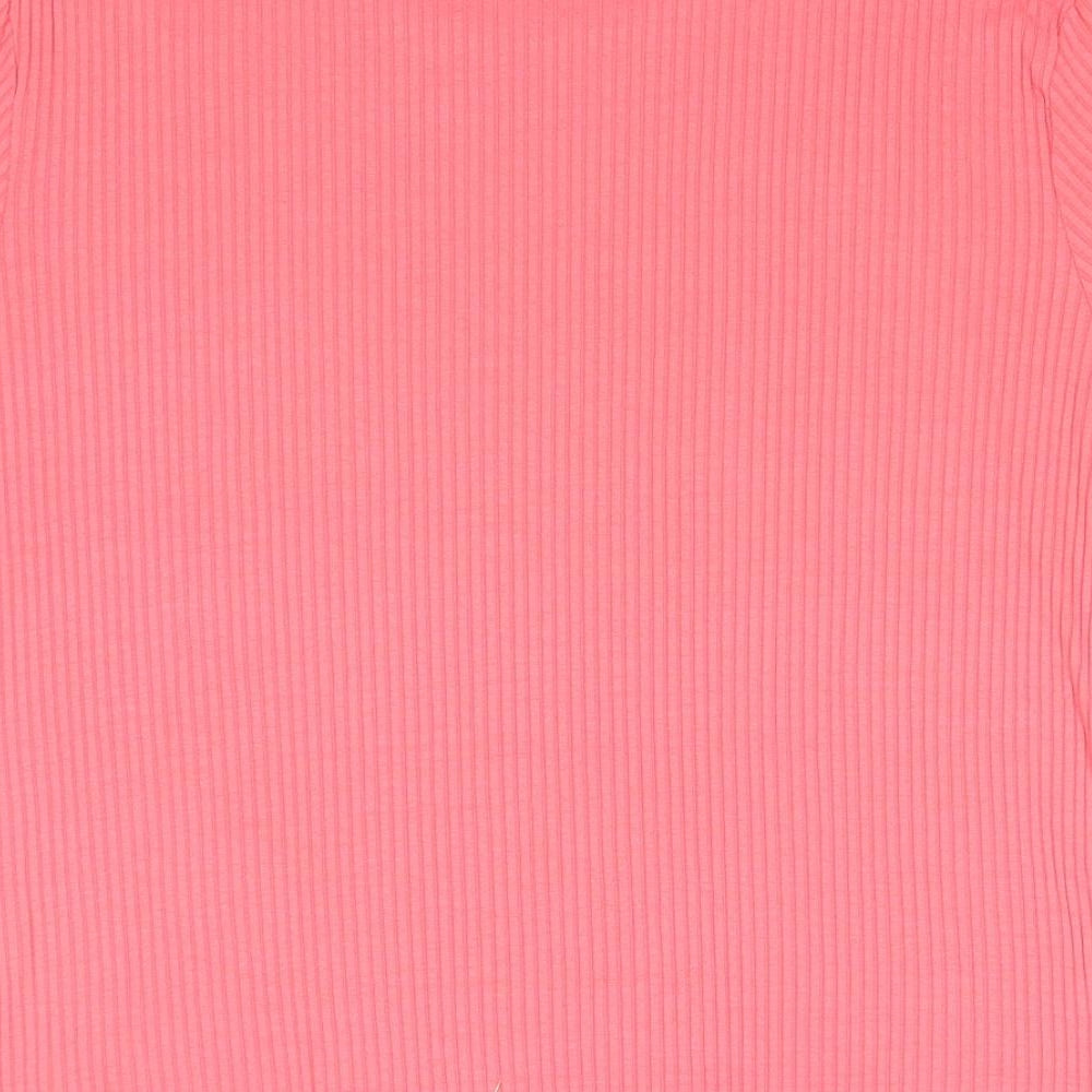 MACKAYS Womens Pink Viscose Basic T-Shirt Size XL Round Neck - Ribbed