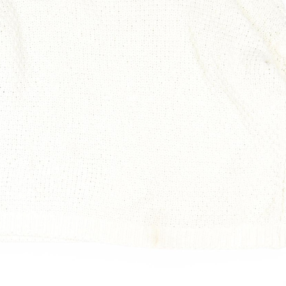 Papaya Womens White Round Neck Polyester Pullover Jumper Size XL