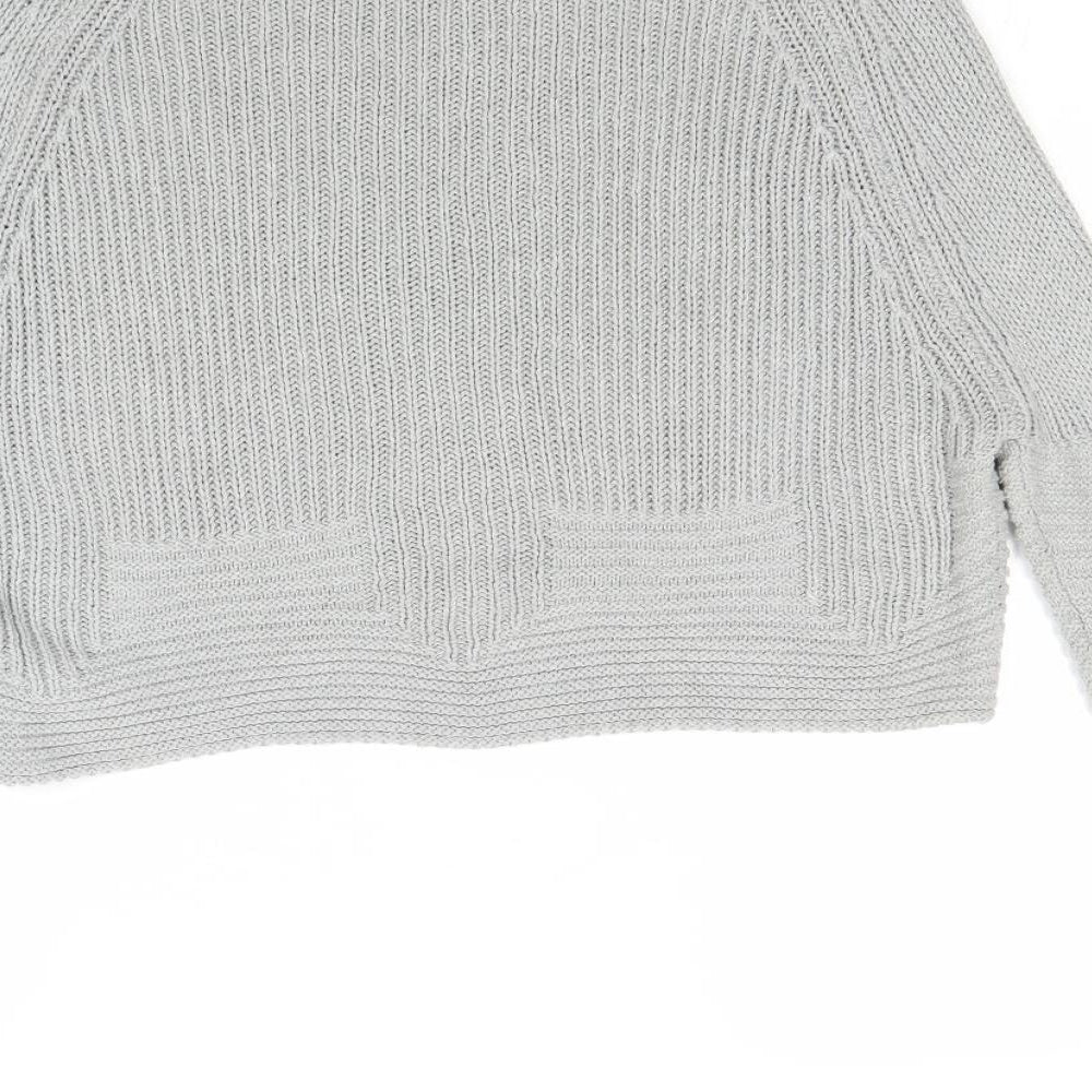 ASOS Womens Grey Round Neck Herringbone Cotton Pullover Jumper Size 6