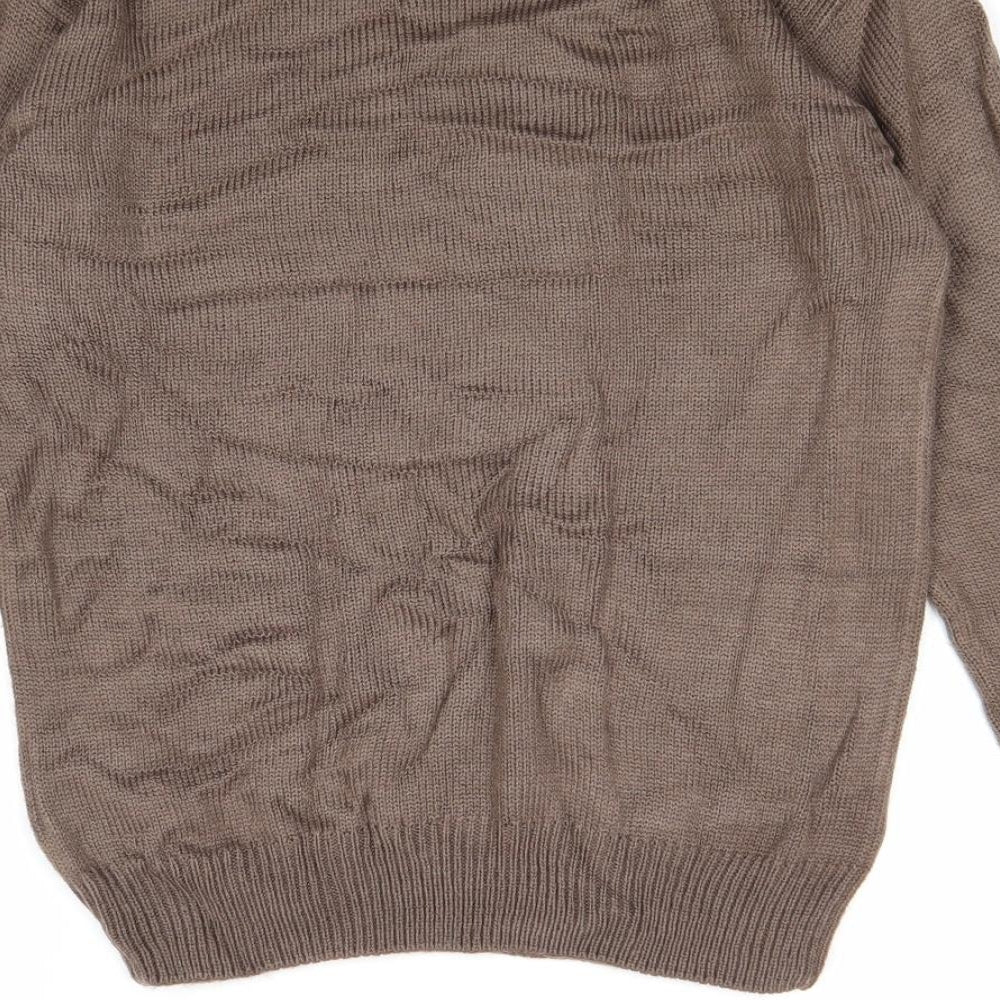Damart Womens Brown High Neck Polyester Pullover Jumper Size 8