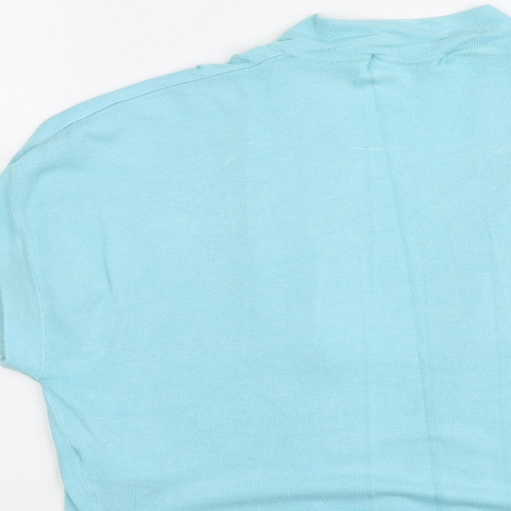 Marks & Spencer Womens Blue V-Neck Viscose Cardigan Jumper Size 14