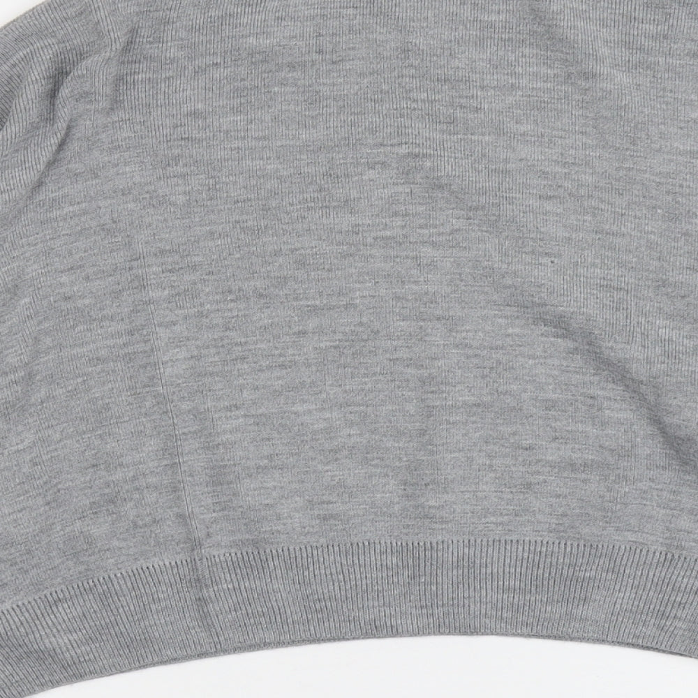 Boohoo Womens Grey Round Neck Acrylic Pullover Jumper Size L