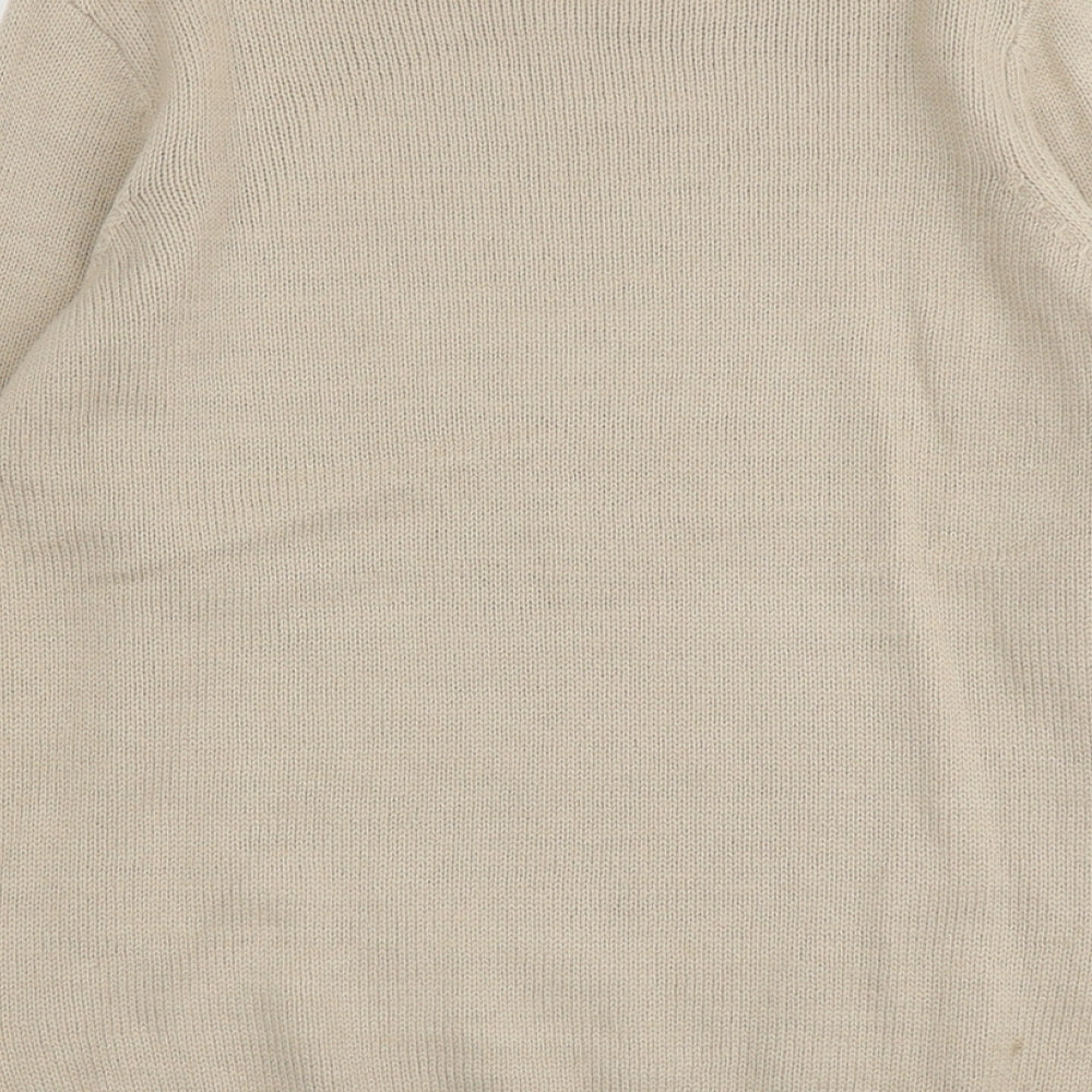 Bonmarché Womens Beige Round Neck Geometric Acrylic Pullover Jumper Size S