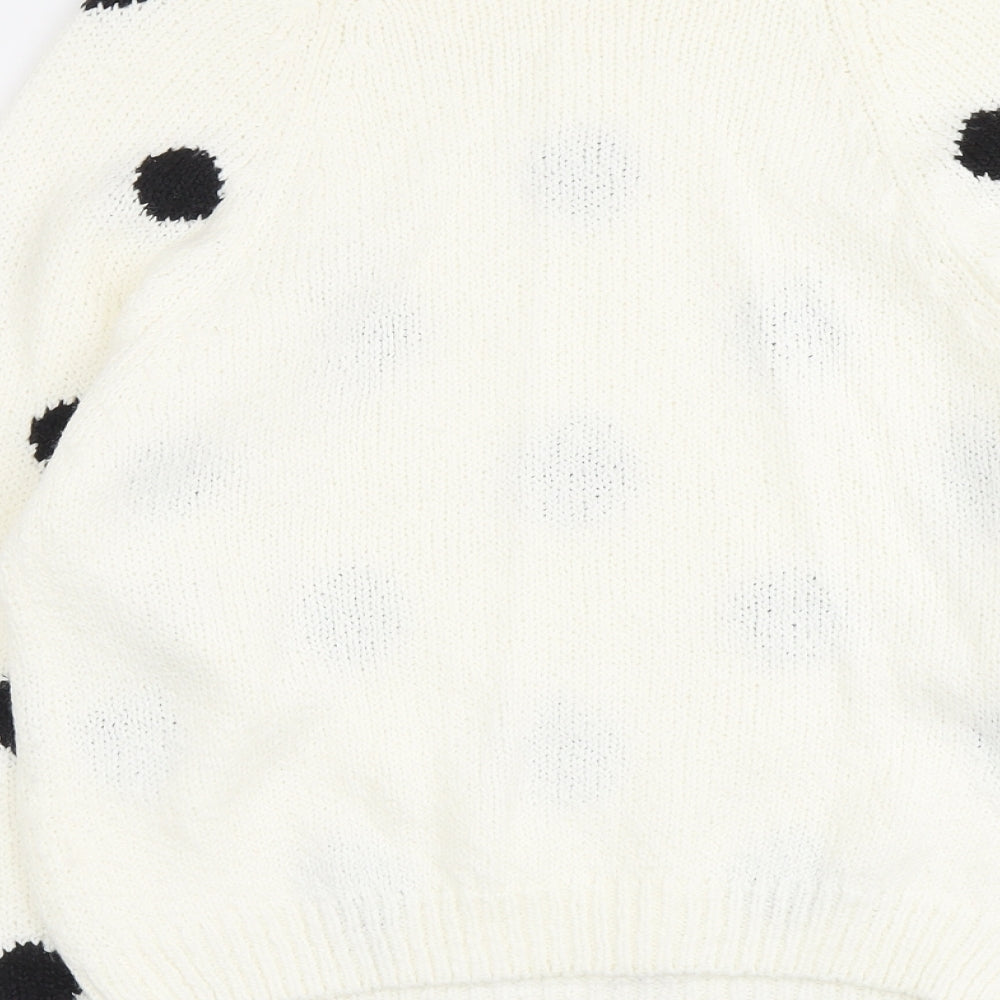Amari Womens Ivory Round Neck Polka Dot Acrylic Pullover Jumper Size 14