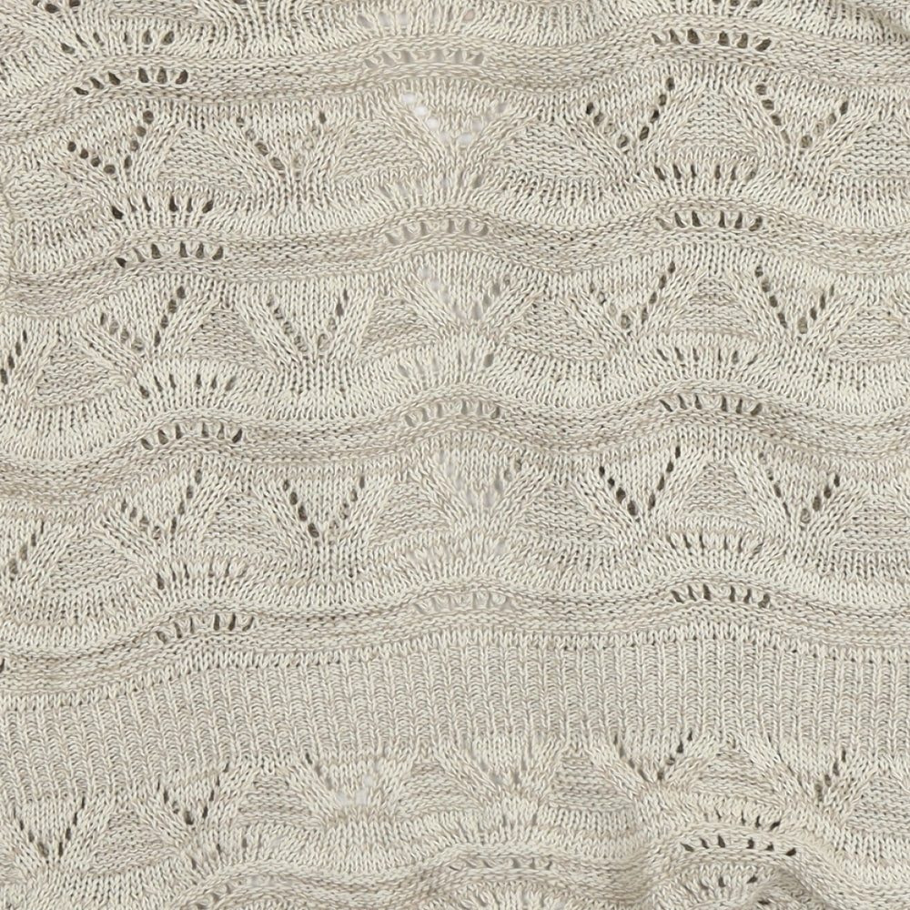 Soon Womens Beige Collared Cotton Cardigan Jumper Size 18