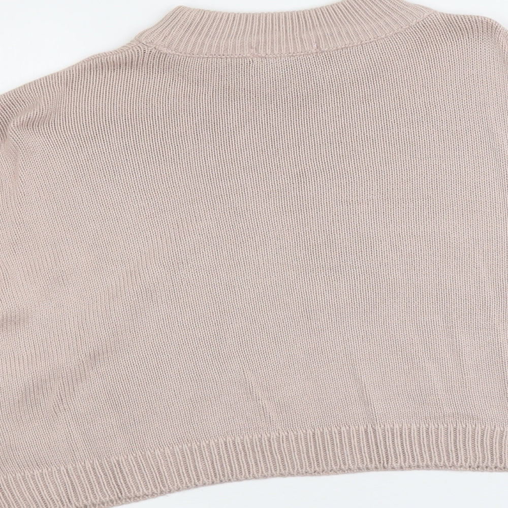 New Look Womens Pink Round Neck Acrylic Pullover Jumper Size S
