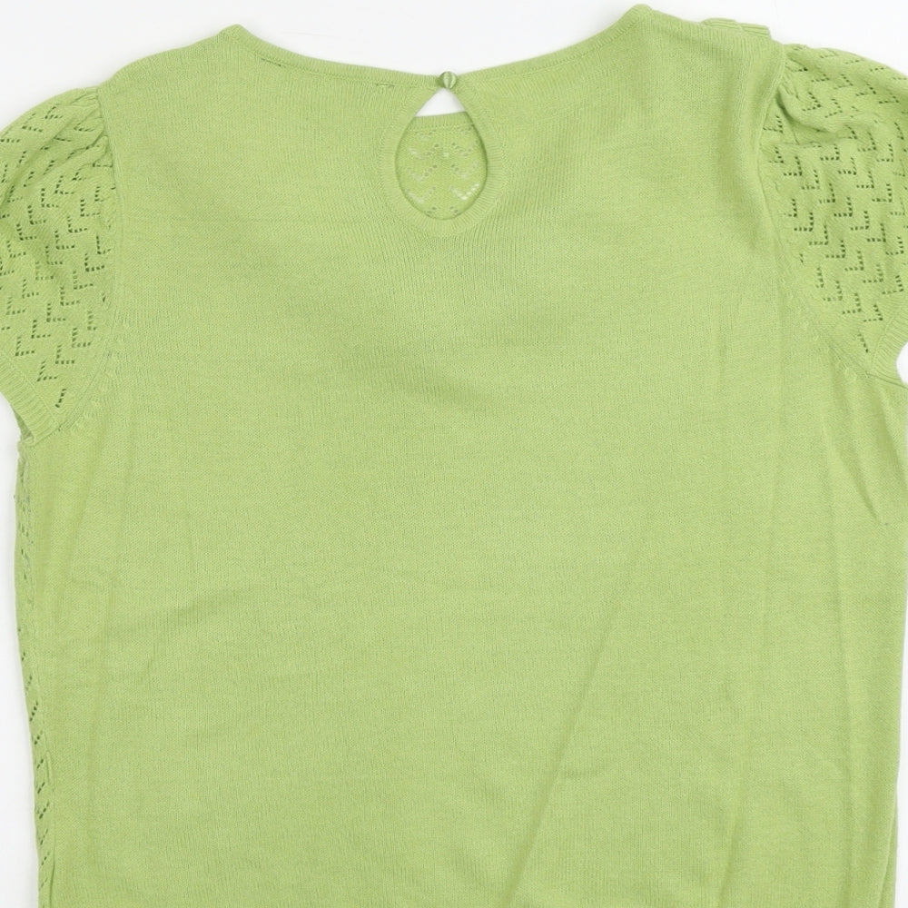 Dorothy Perkins Womens Green Round Neck Geometric Acrylic Pullover Jumper Size 16