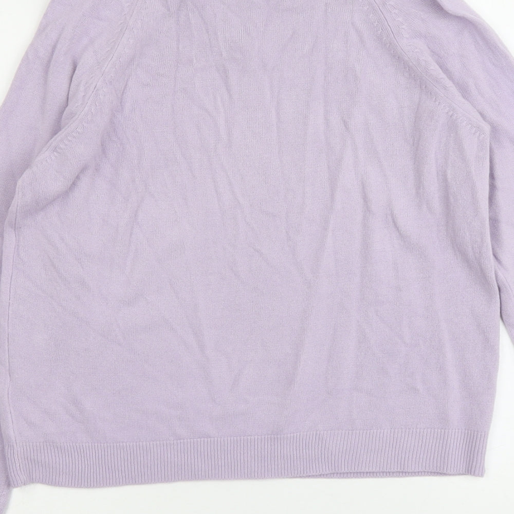 Tigi Womens Purple Collared Acrylic Pullover Jumper Size 14