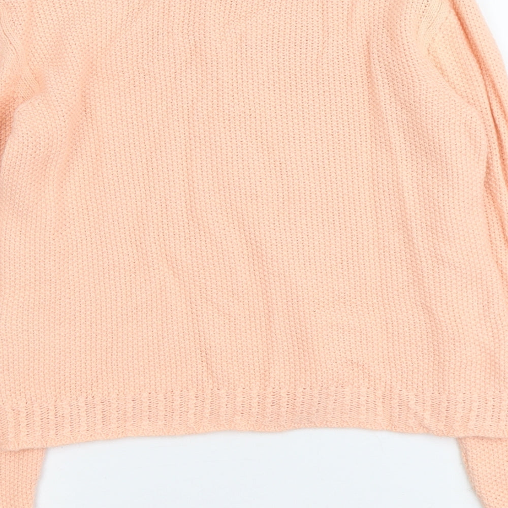 Miss Selfridge Womens Orange Round Neck Acrylic Pullover Jumper Size 14