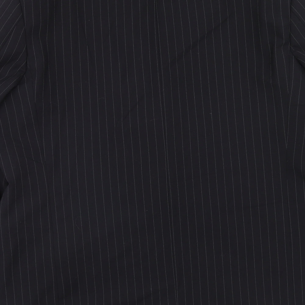 SMITHYS Mens Black Striped Wool Jacket Suit Jacket Size 44 Regular
