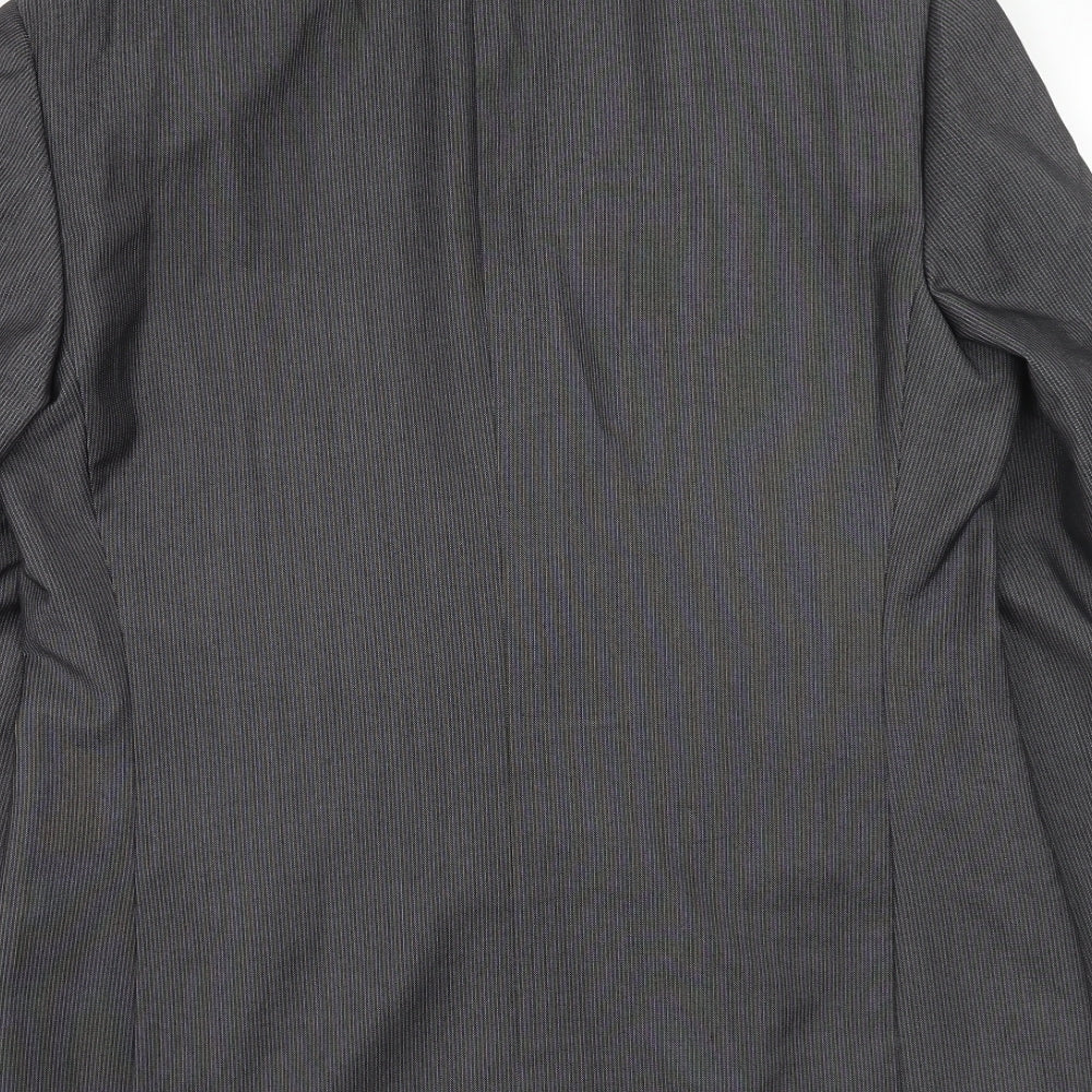 F&F Mens Grey Striped Polyester Jacket Suit Jacket Size 38 Regular