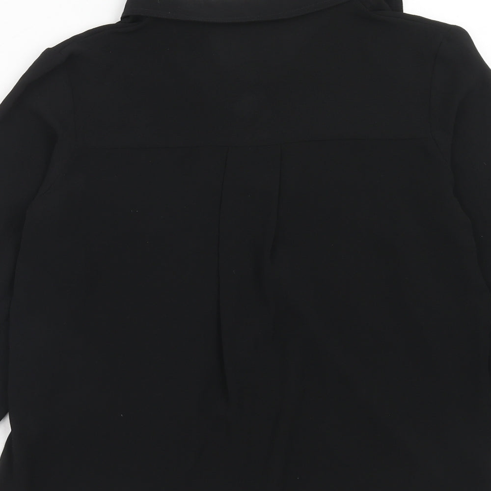 QED London Womens Black Polyester Basic Blouse Size S Collared