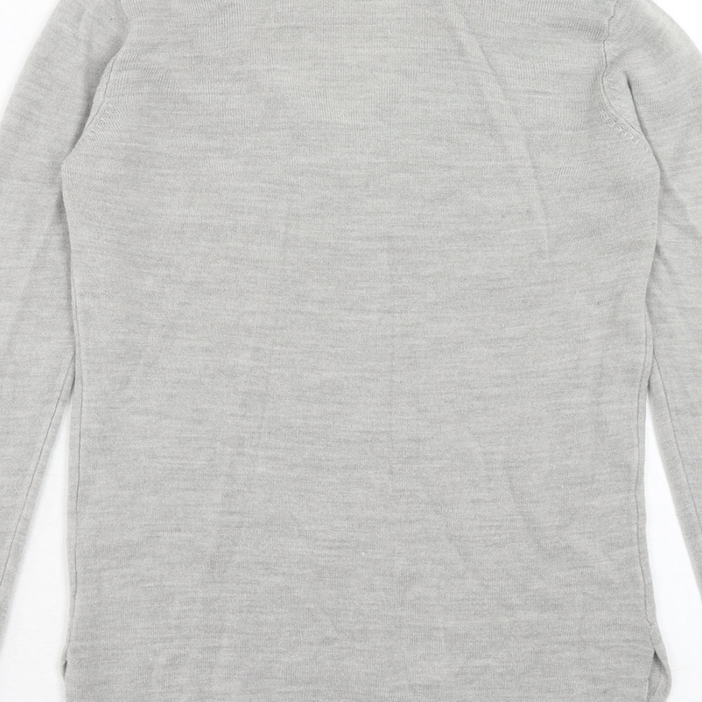Atmosphere Womens Grey V-Neck Acrylic Pullover Jumper Size 4