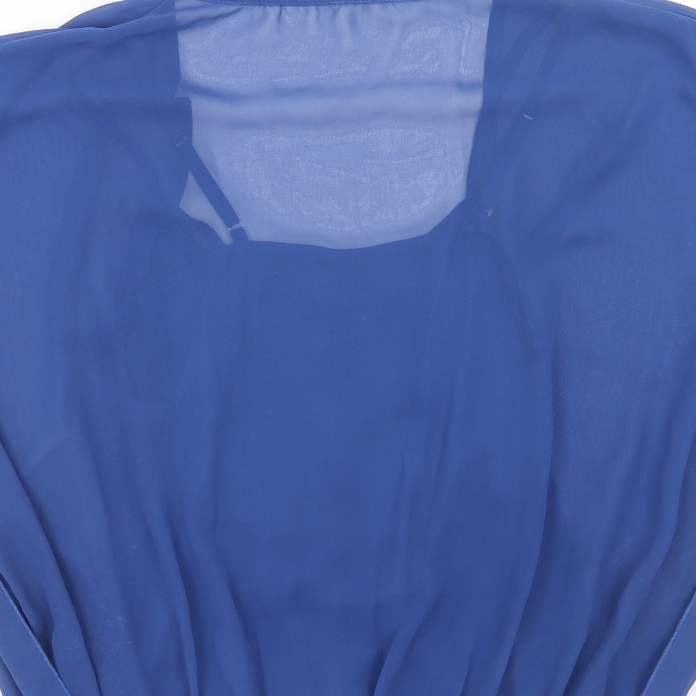 Body Flirt Womens Blue Polyester Basic Blouse Size S Round Neck