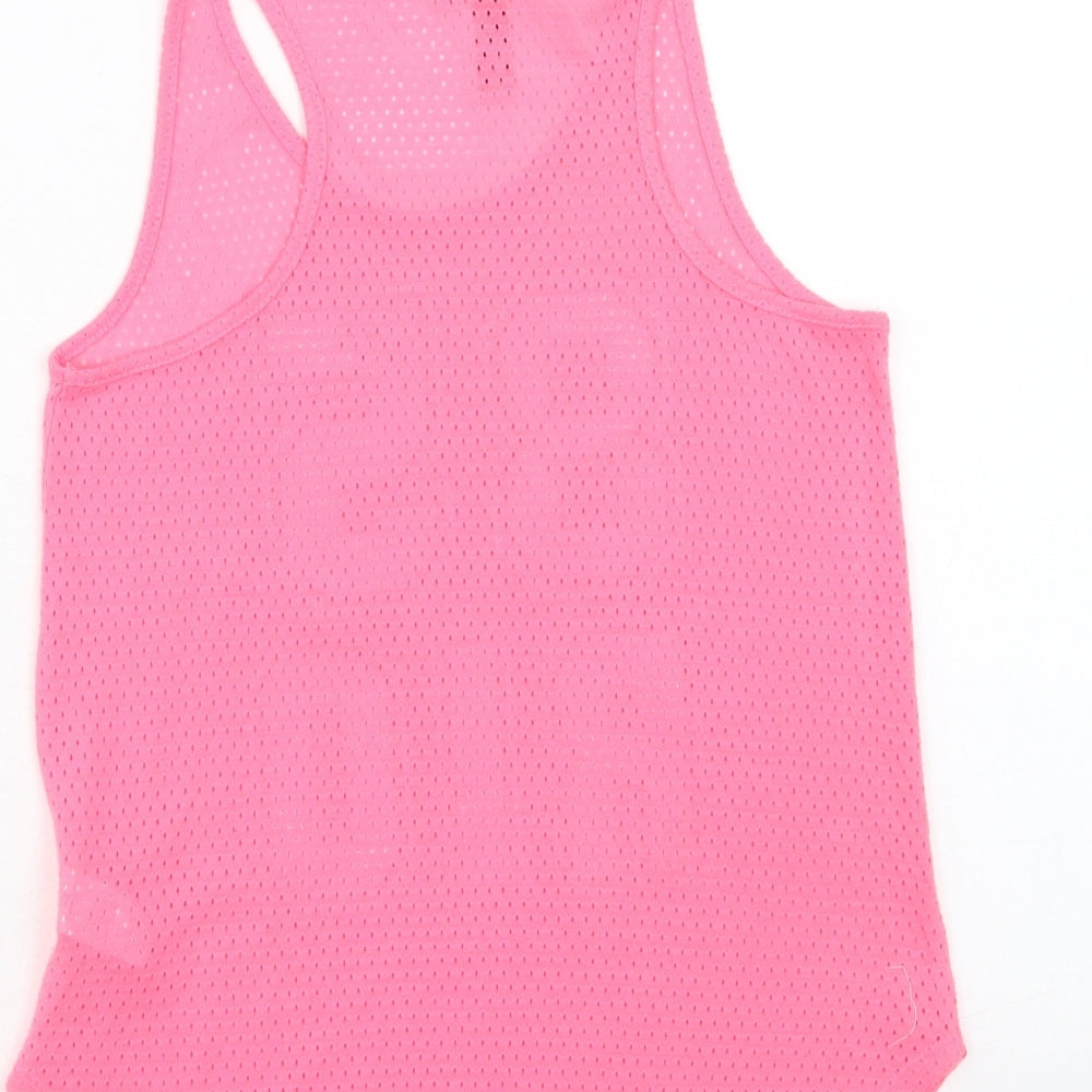 Young Dimension Girls Pink Polyester Basic Tank Size 12-13 Years Round Neck Pullover
