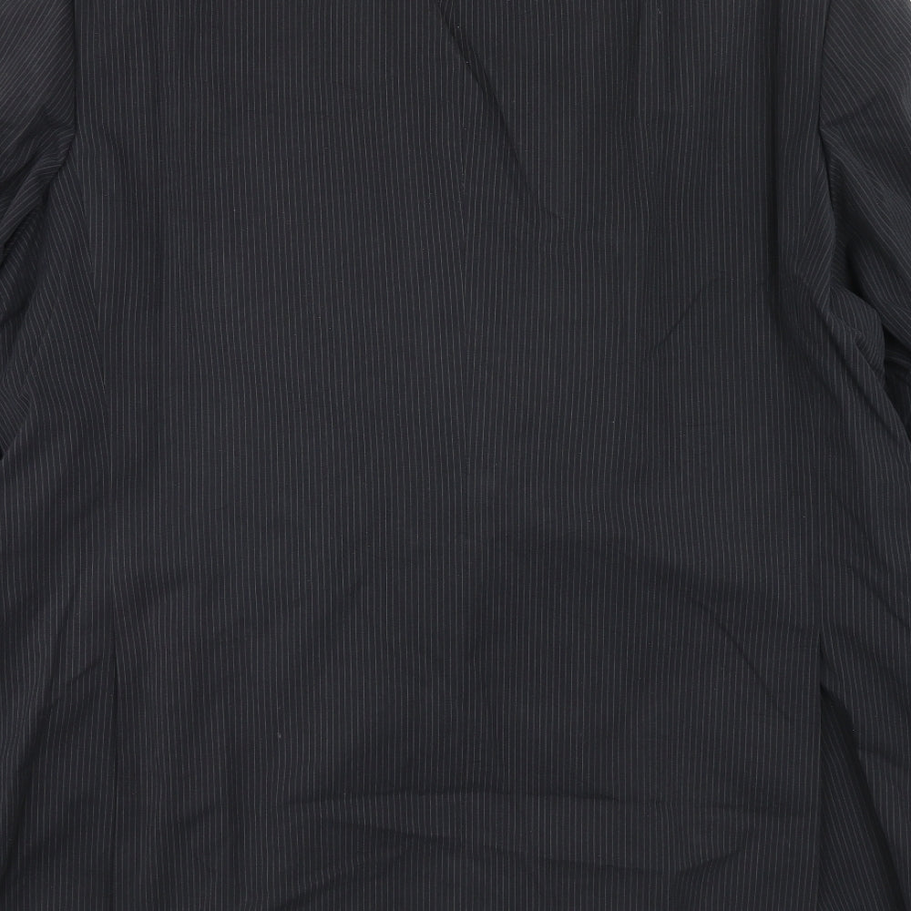 Marks & Spencer Mens Black Striped Cotton Jacket Suit Jacket Size XL Regular
