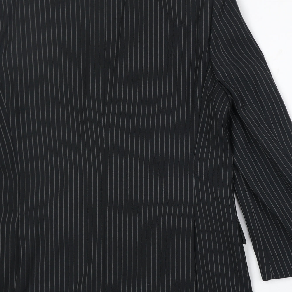 Charlton Gray Mens Black Striped Polyester Jacket Suit Jacket Size 40 Regular