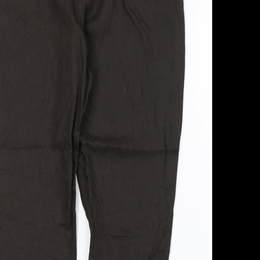 Gdm Womens Brown Linen Trousers Size 12 Regular Zip
