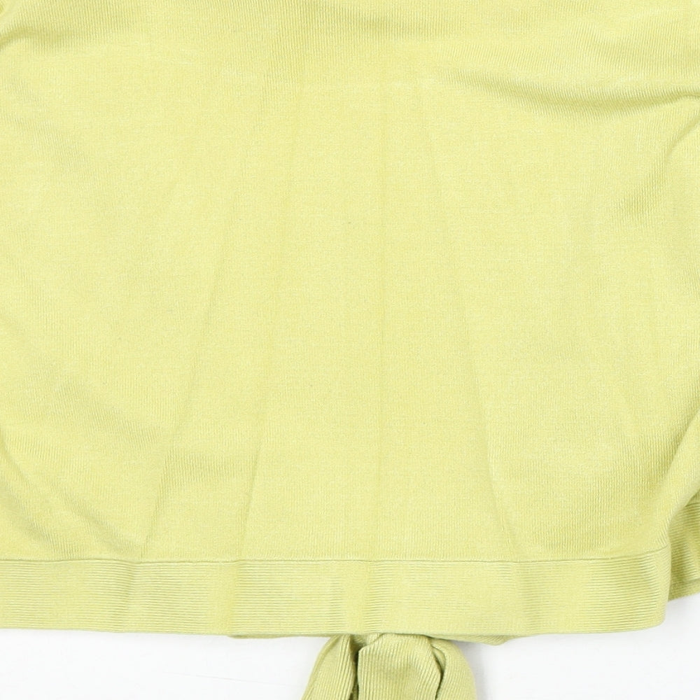 Wallis Womens Green V-Neck Viscose Shrug Jumper Size XL - Tie Front