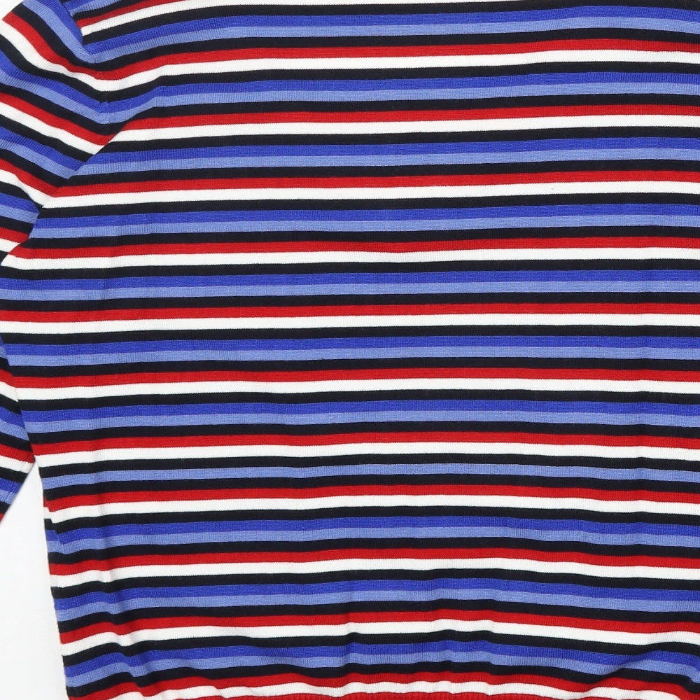 Country Casuals Womens Multicoloured Square Neck Striped Viscose Pullover Jumper Size M