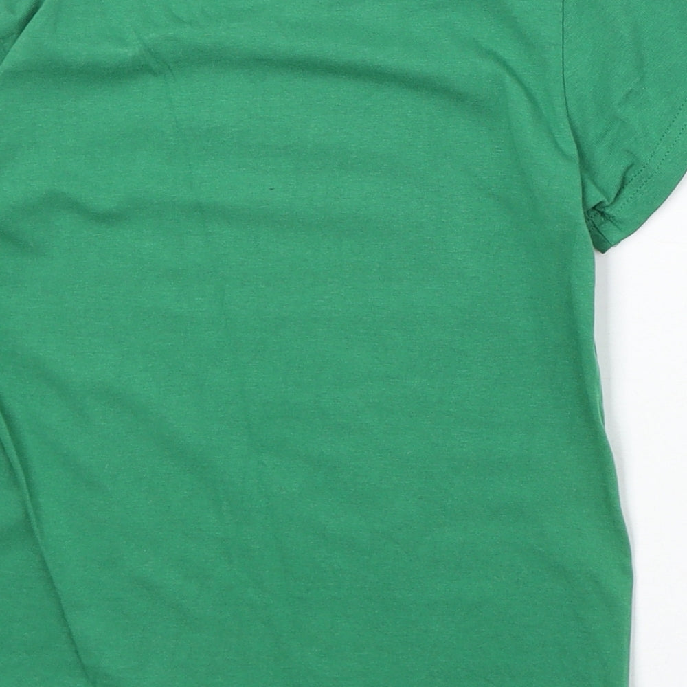 Lapsa Boys Green 100% Cotton Basic T-Shirt Size S Round Neck Pullover