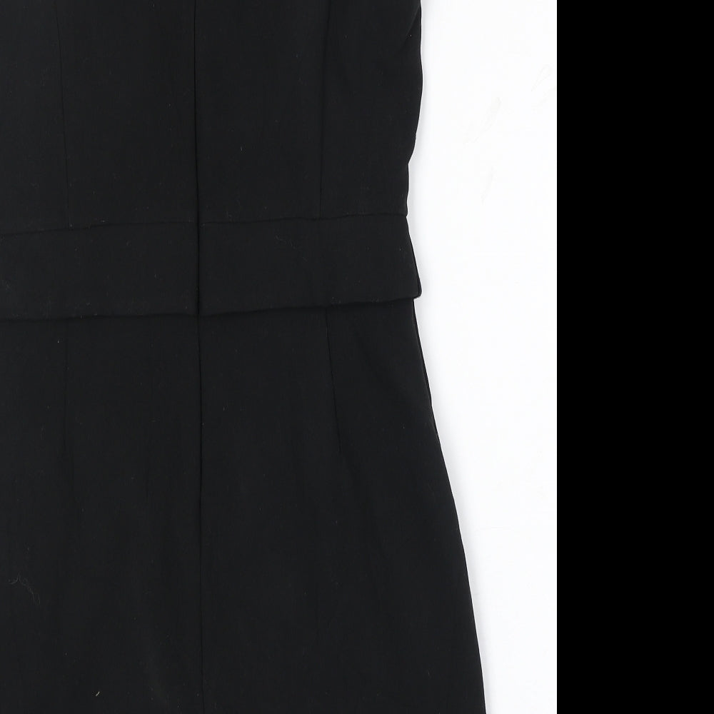 Mango Womens Black Polyester A-Line Size M Round Neck Zip