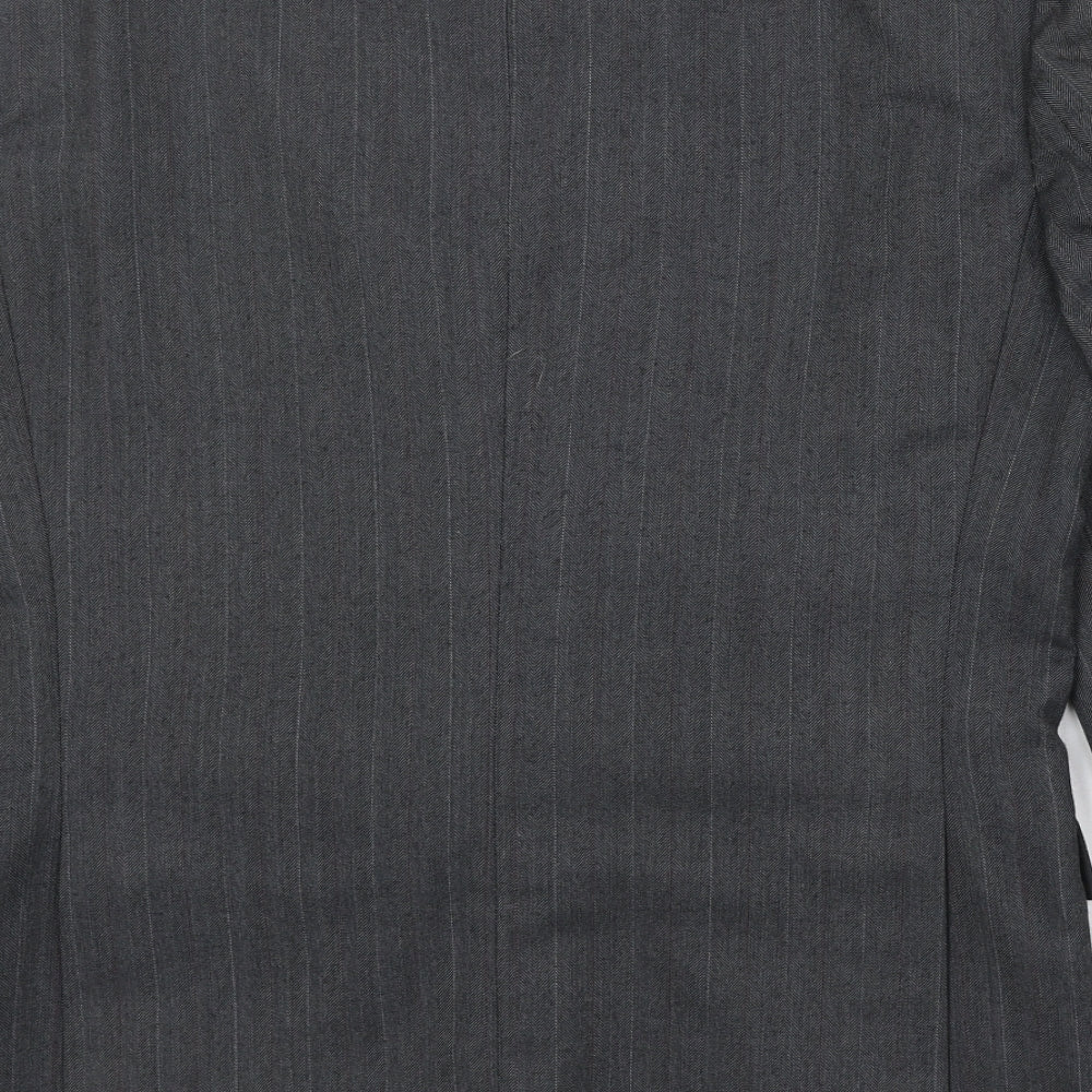Sorvano Mens Grey Striped Polyester Jacket Suit Jacket Size 40 Regular