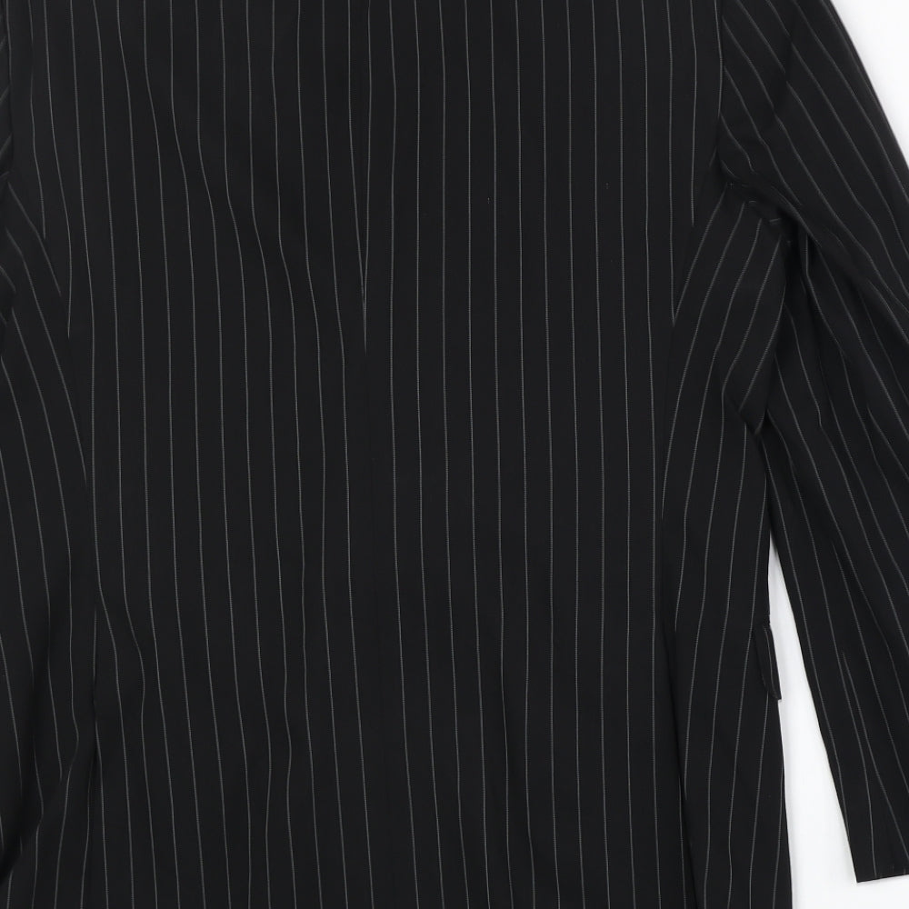 River Island Mens Black Striped Polyester Jacket Suit Jacket Size 40 Regular