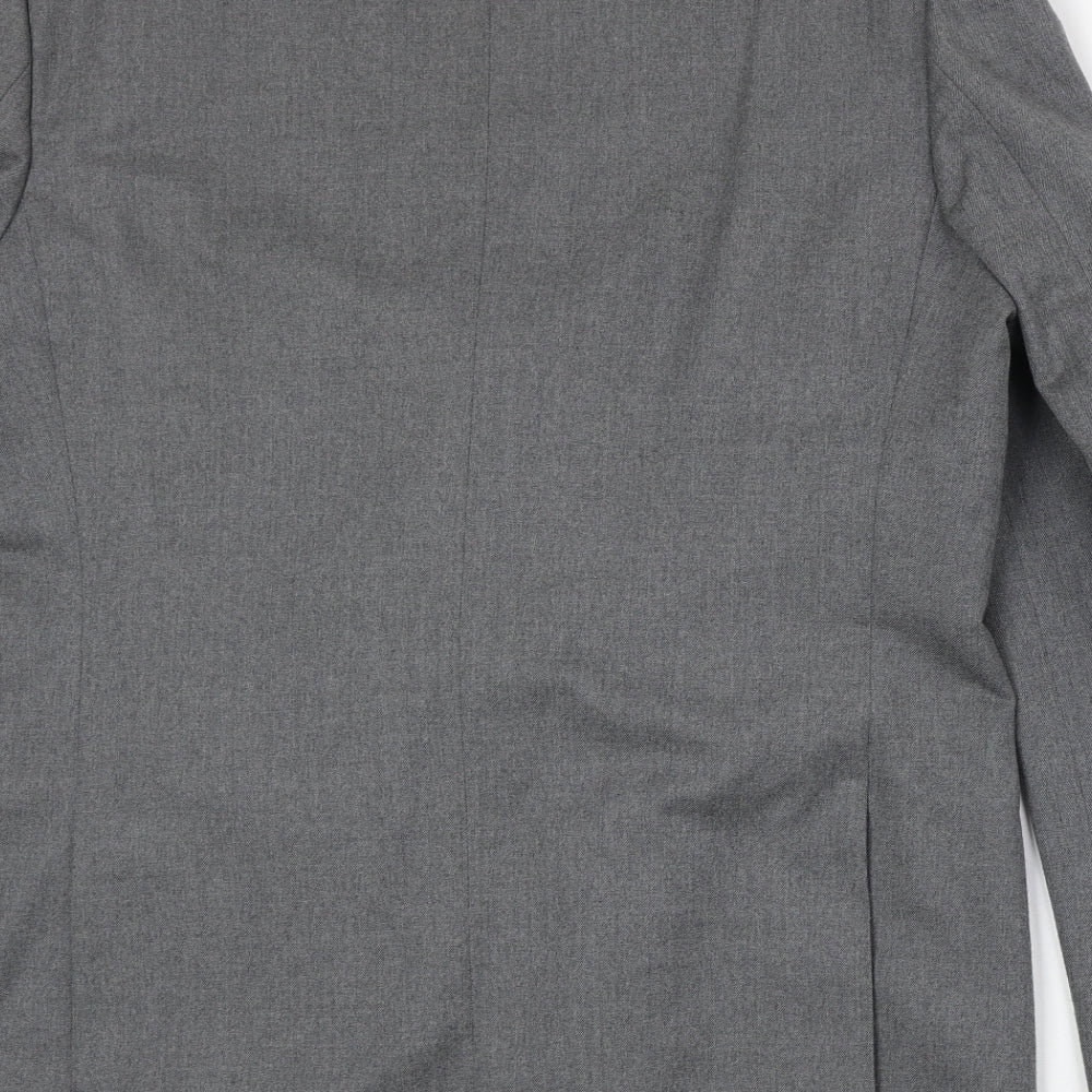 Pinstripe Mens Grey Polyester Jacket Suit Jacket Size 44 Regular