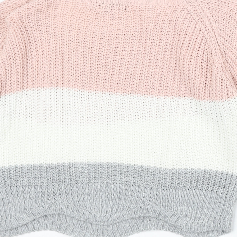Cameo Rose Womens Multicoloured Boat Neck Striped Acrylic Pullover Jumper Size S