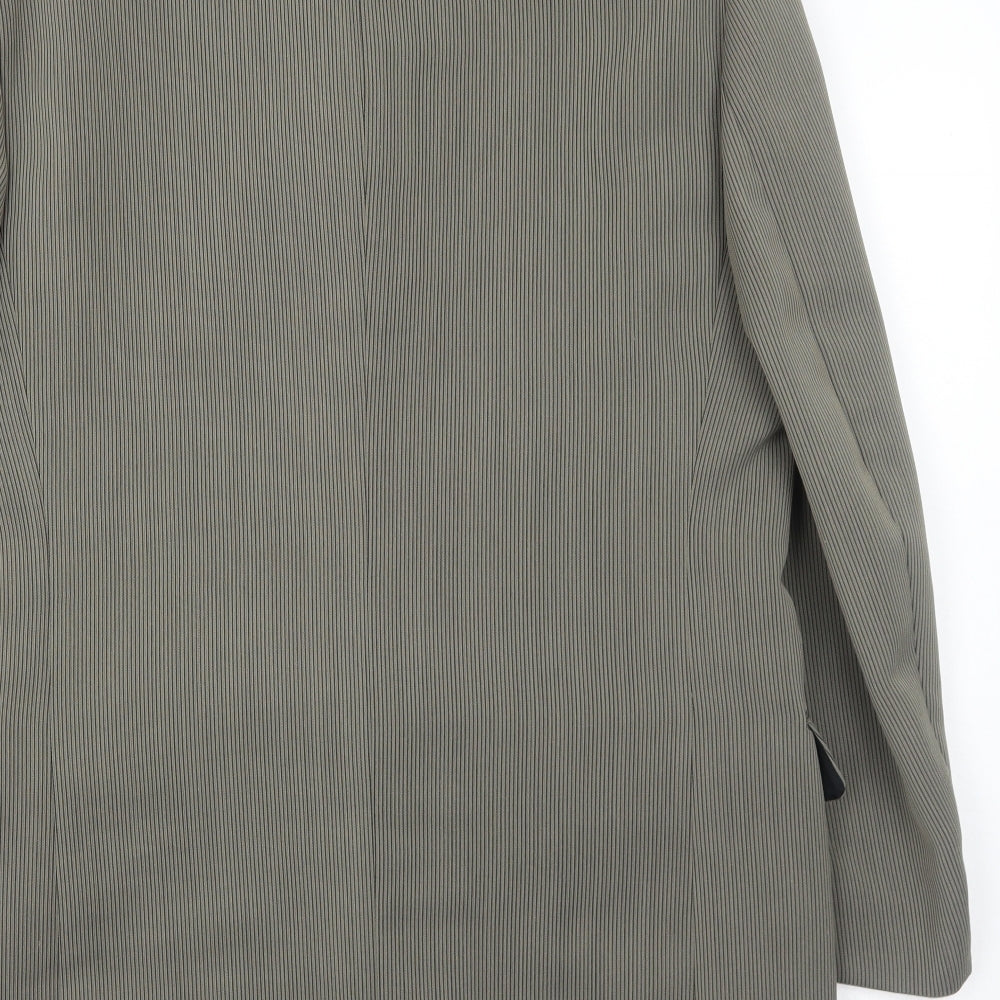 AW Trench Mens Grey Striped Polyester Jacket Blazer Size 42 Regular