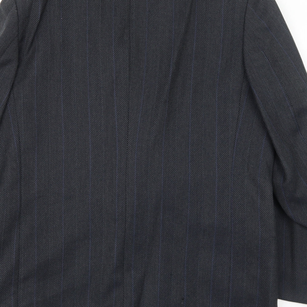 BHS Mens Grey Herringbone Polyester Jacket Suit Jacket Size 42 Regular
