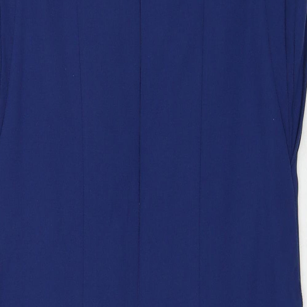 Warehouse Womens Blue Polyester A-Line Size 8 Round Neck Zip