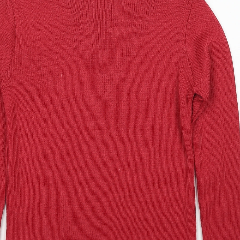 Afibel Womens Red Mock Neck Acrylic Pullover Jumper Size 10