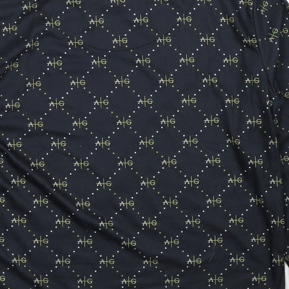 Avant Garde Boys Black Geometric Polyester Basic T-Shirt Size 14-15 Years Round Neck Pullover