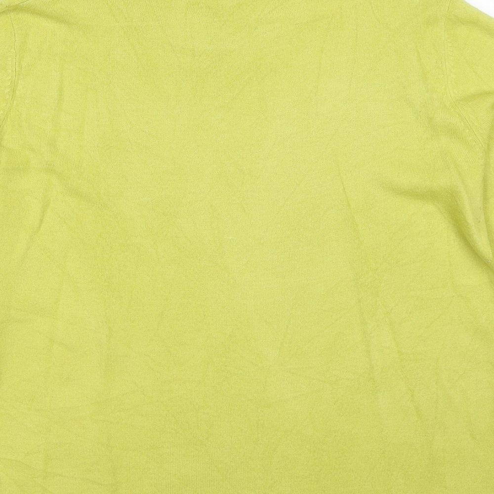 Bonmarché Womens Yellow Round Neck Acrylic Pullover Jumper Size 16 - Size 16-18