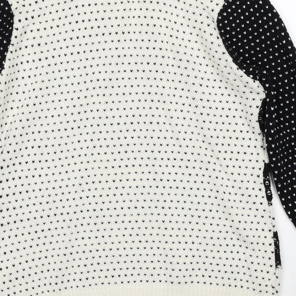 Cooperative Womens White Round Neck Geometric Acrylic Pullover Jumper Size S